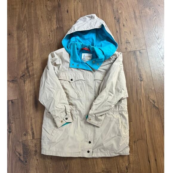 VTG London Fog Khaki Hood Jacket Size 12 PET Zip and Snap - Picture 1 of 7